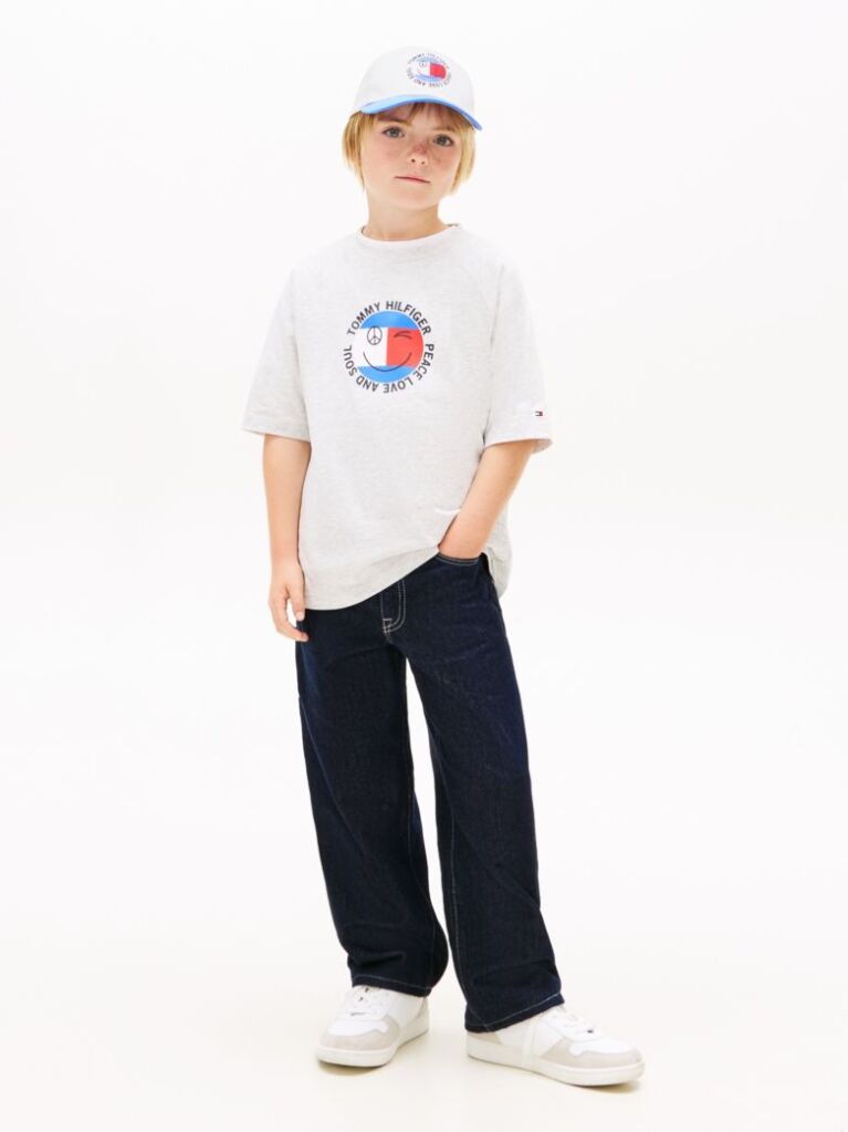 Gri Tricou Cu Logo Smiley Si Steag  Baieti