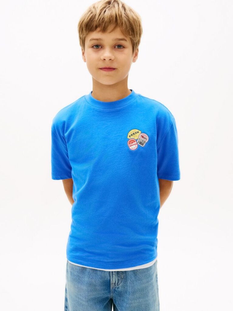 Blue Tricou Cu Imprimeu Grafic Pe Spate  Baieti
