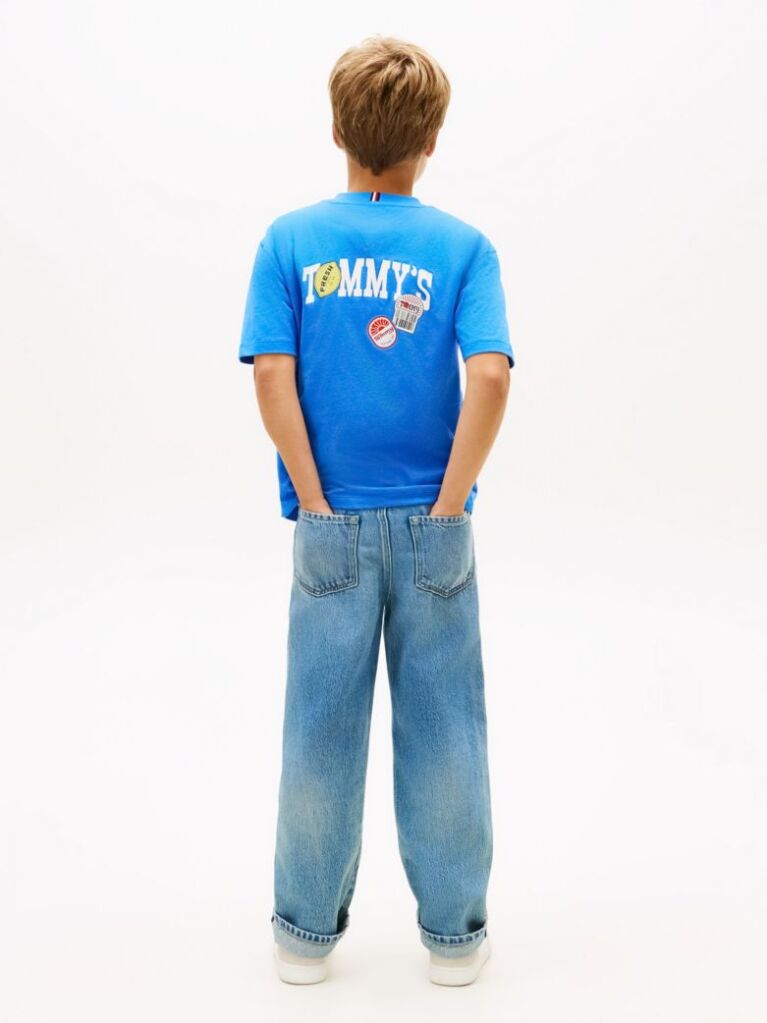 Blue Tricou Cu Imprimeu Grafic Pe Spate  Baieti