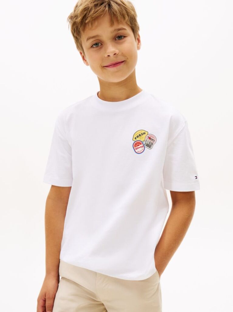 Alb Tricou Cu Imprimeu Grafic Pe Spate  Baieti