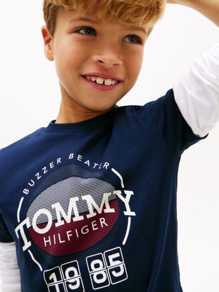 Blue Tricou Cu Imprimeu Grafic De Baschet  Baieti