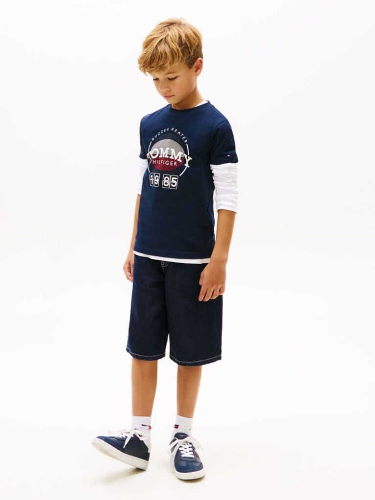 Blue Tricou Cu Imprimeu Grafic De Baschet  Baieti