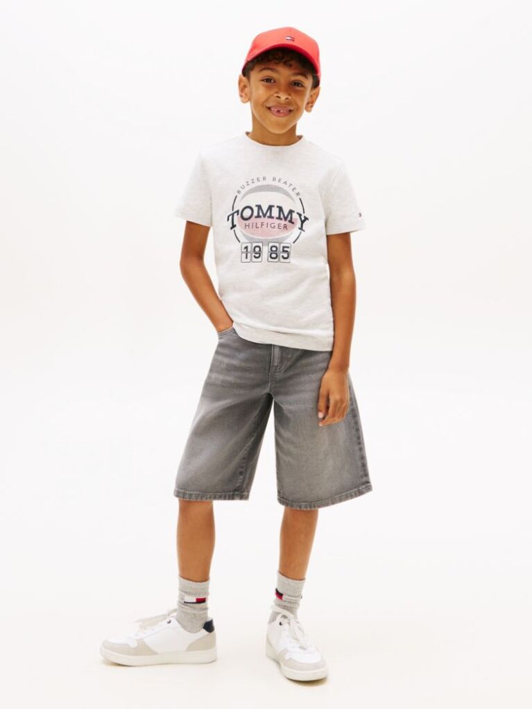 Gri Tricou Cu Imprimeu Grafic De Baschet  Baieti