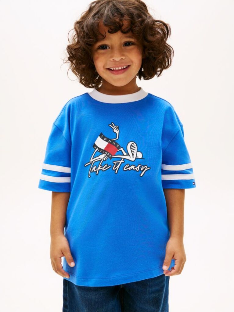 Blue Tricou Din Jersey Cu Imprimeu Cu Steag  Baieti