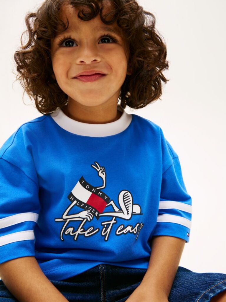 Blue Tricou Din Jersey Cu Imprimeu Cu Steag  Baieti