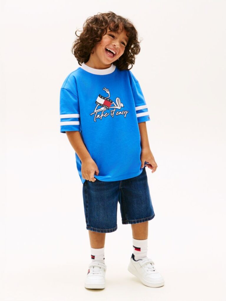Blue Tricou Din Jersey Cu Imprimeu Cu Steag  Baieti