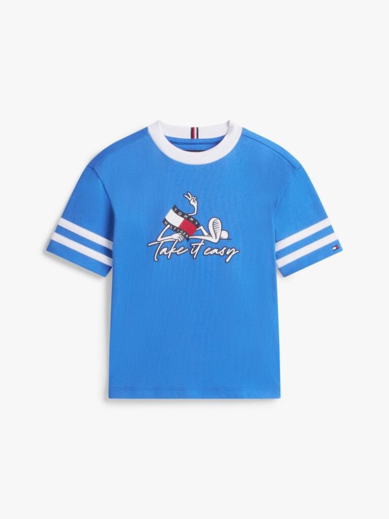 Blue Tricou Din Jersey Cu Imprimeu Cu Steag  Baieti