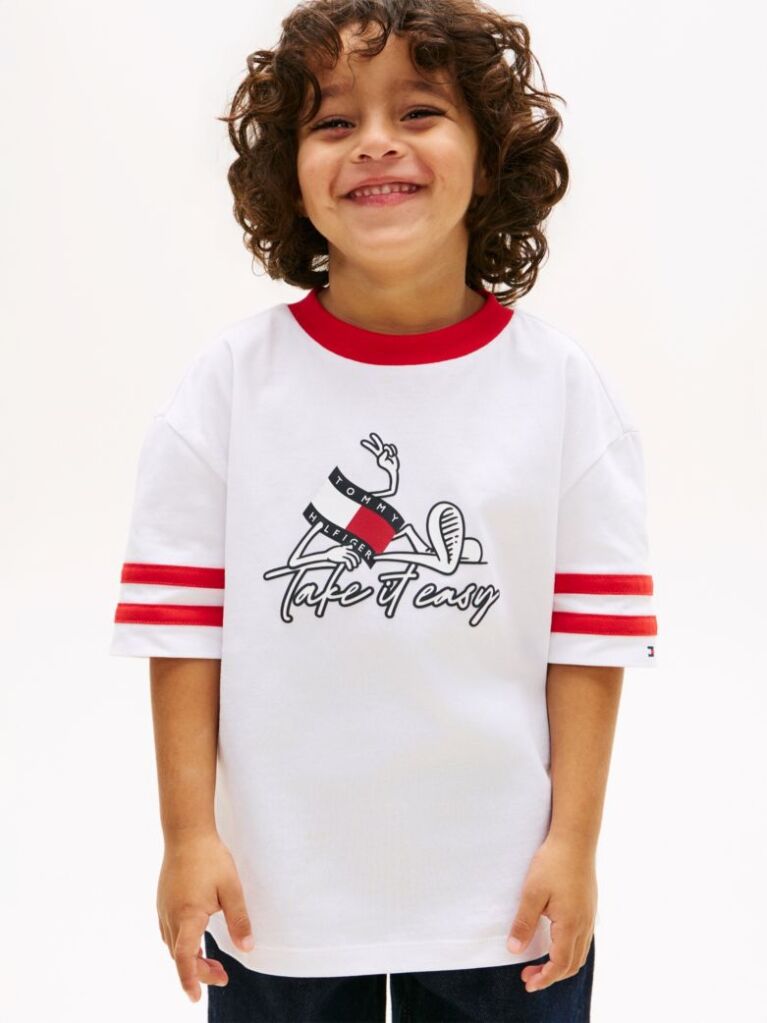 Alb Tricou Din Jersey Cu Imprimeu Cu Steag  Baieti