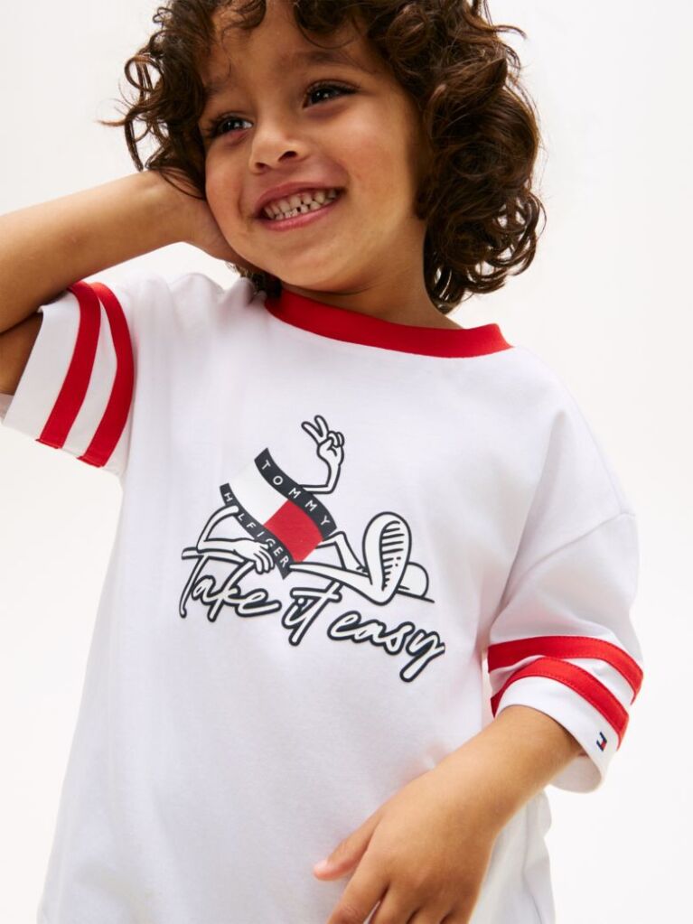 Alb Tricou Din Jersey Cu Imprimeu Cu Steag  Baieti
