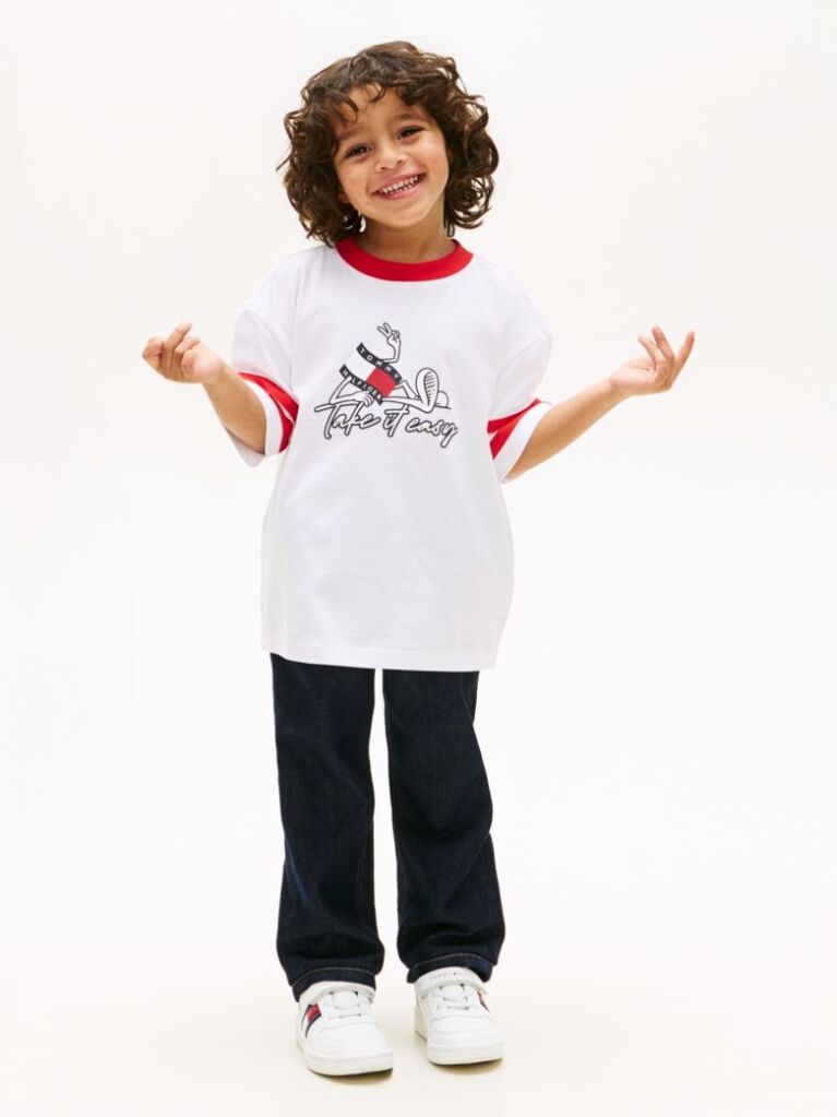Alb Tricou Din Jersey Cu Imprimeu Cu Steag  Baieti