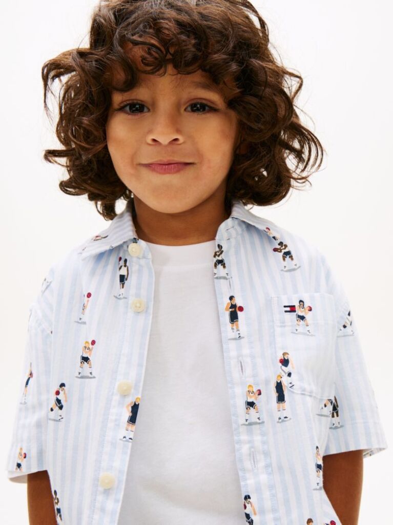 Multi Print Ithaca Stripe Short Sleeve Oxford Shirt  Boys