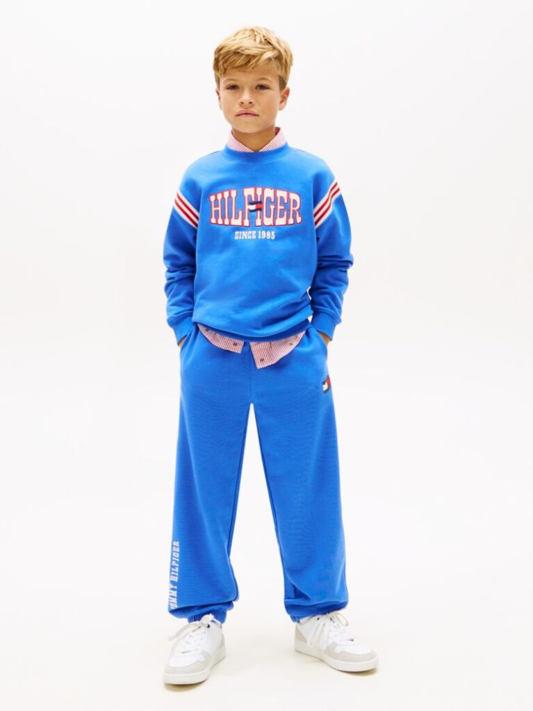 Blue Pantaloni De Jogging Terry Cu Logo Si Steag  Baieti