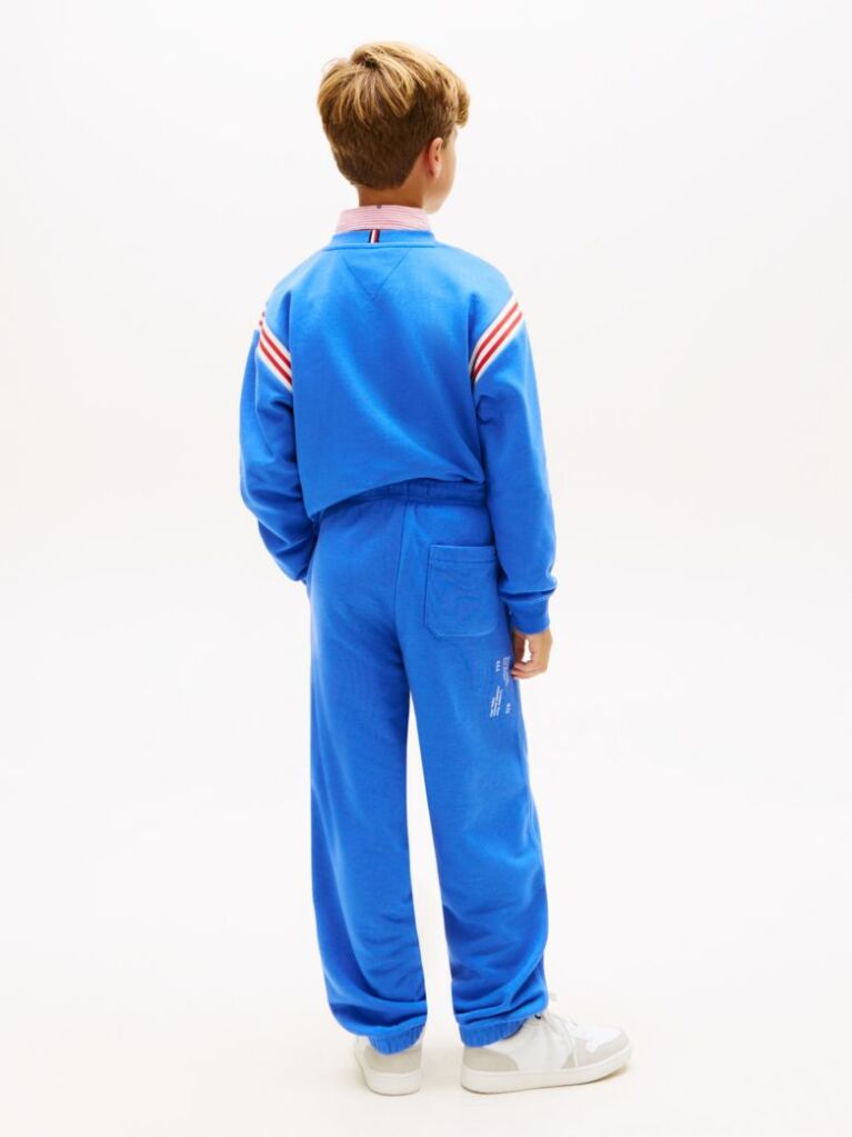 Blue Pantaloni De Jogging Terry Cu Logo Si Steag  Baieti