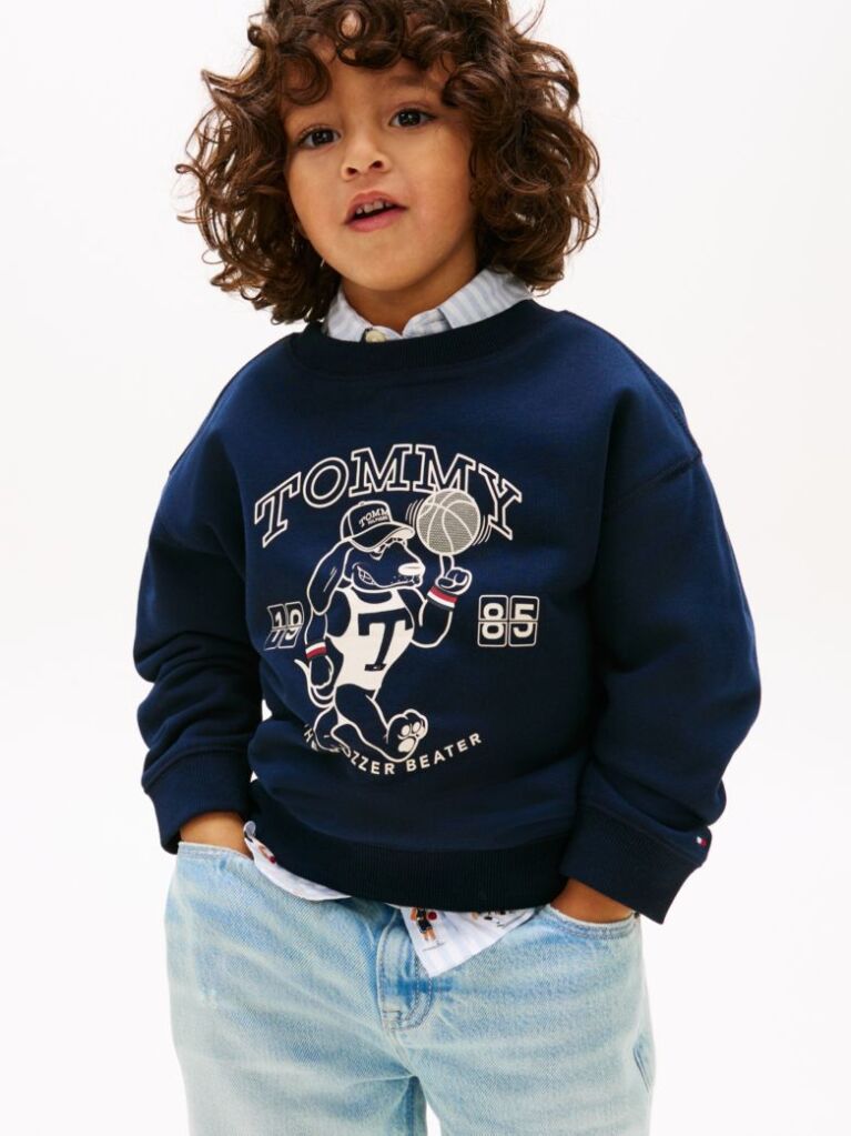 Blue Hanorac Cu Logo Grafic Terry  Baieti