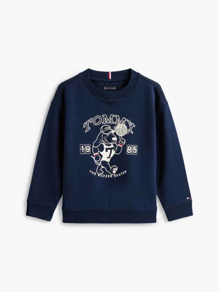 Blue Hanorac Cu Logo Grafic Terry  Baieti