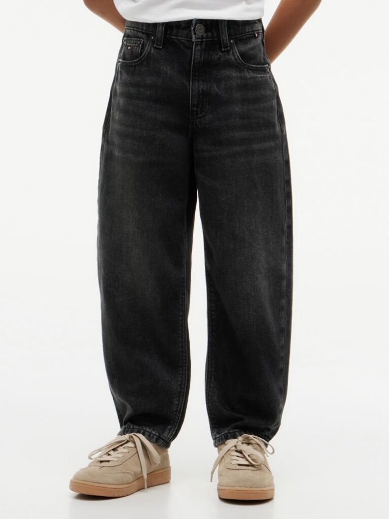 Denim Blugi Negri Cu Croiala Lejera Si Picior Barrel  Baieti