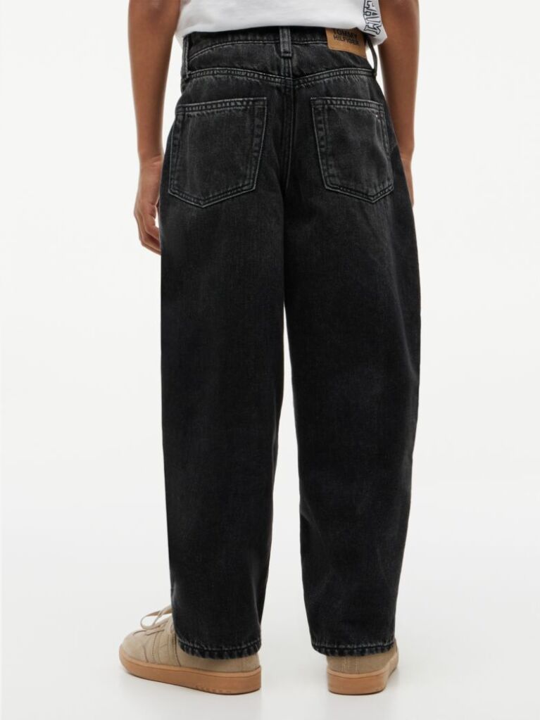 Denim Blugi Negri Cu Croiala Lejera Si Picior Barrel  Baieti