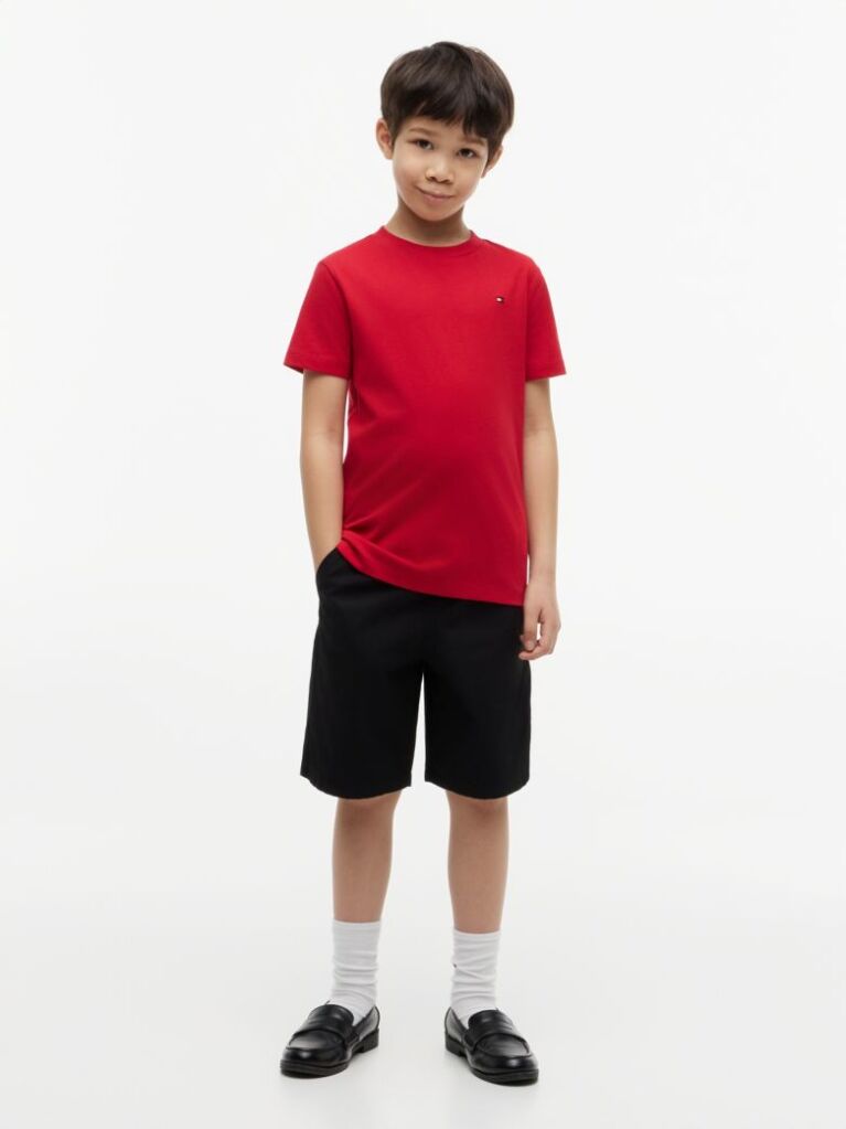 Rosu T-Shirt Cu Guler Crew  Baieti