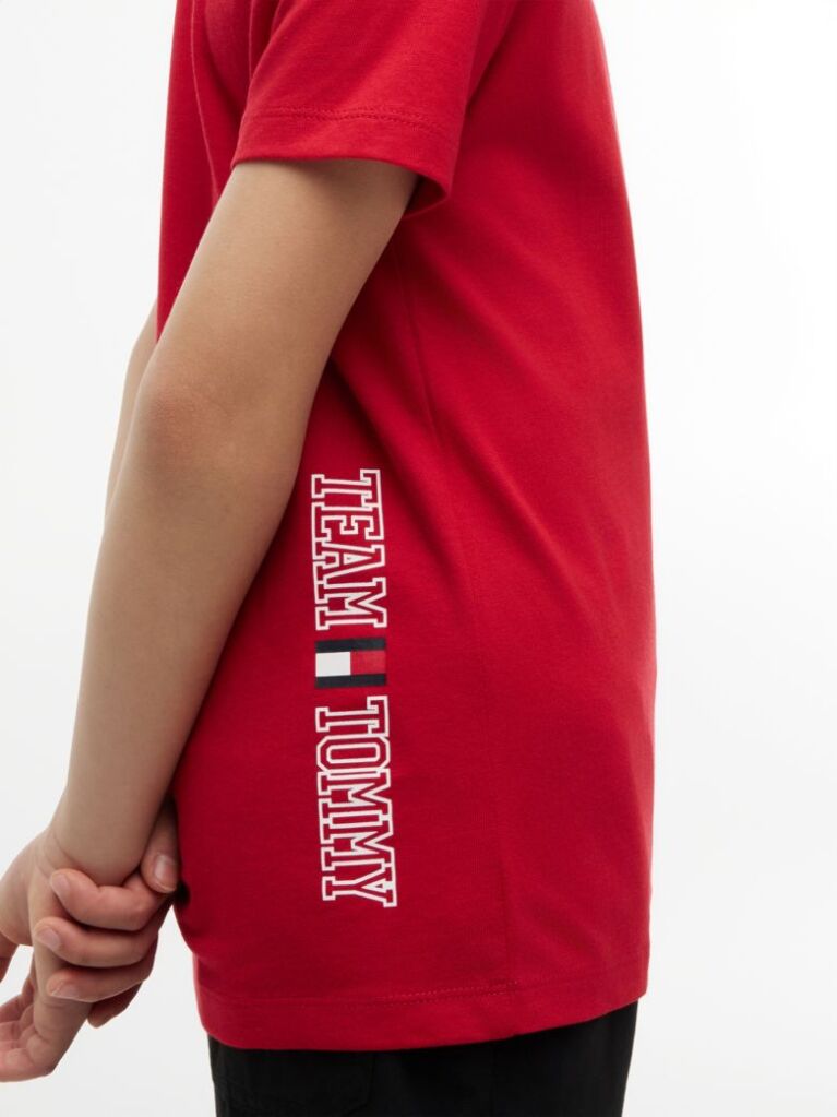 Rosu T-Shirt Cu Guler Crew  Baieti