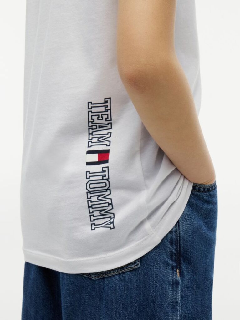 Alb T-Shirt Cu Guler Crew  Baieti