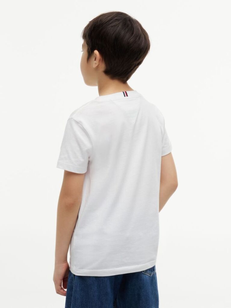 Alb T-Shirt Cu Guler Crew  Baieti