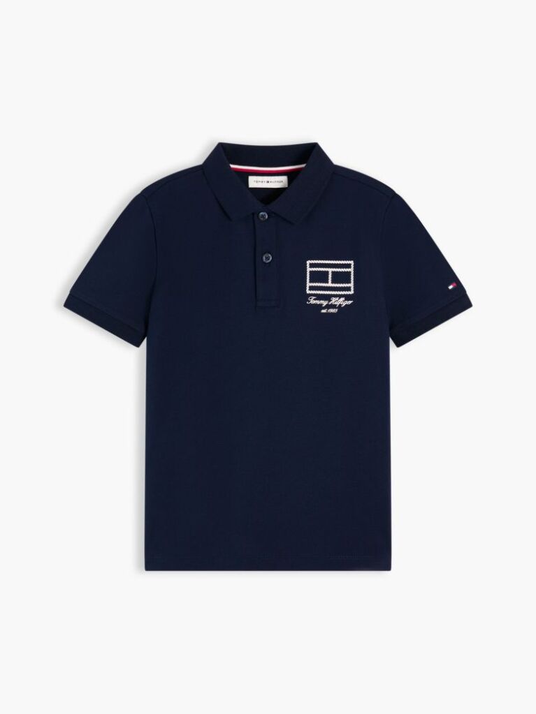 Blue Polo Pique Cu Croiala Regular Si Detalii  Baieti