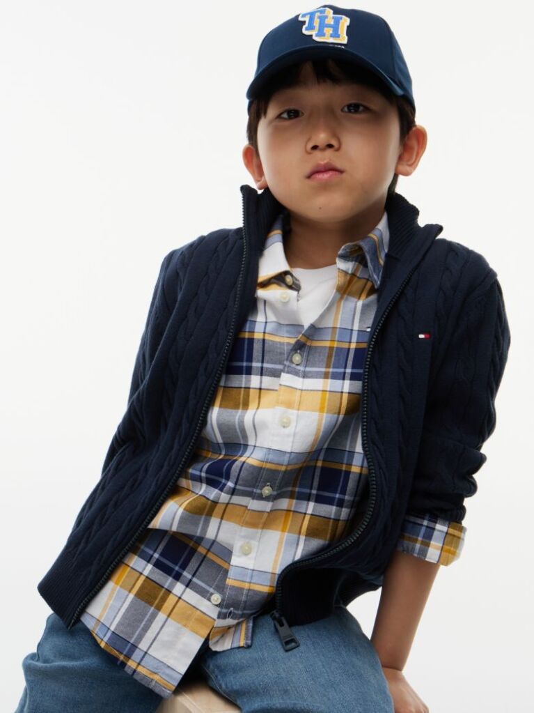 Blue Cable Knit Zip-Thru Jumper  Boys