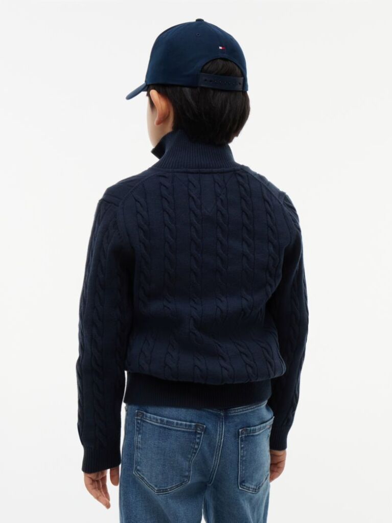 Blue Cable Knit Zip-Thru Jumper  Boys
