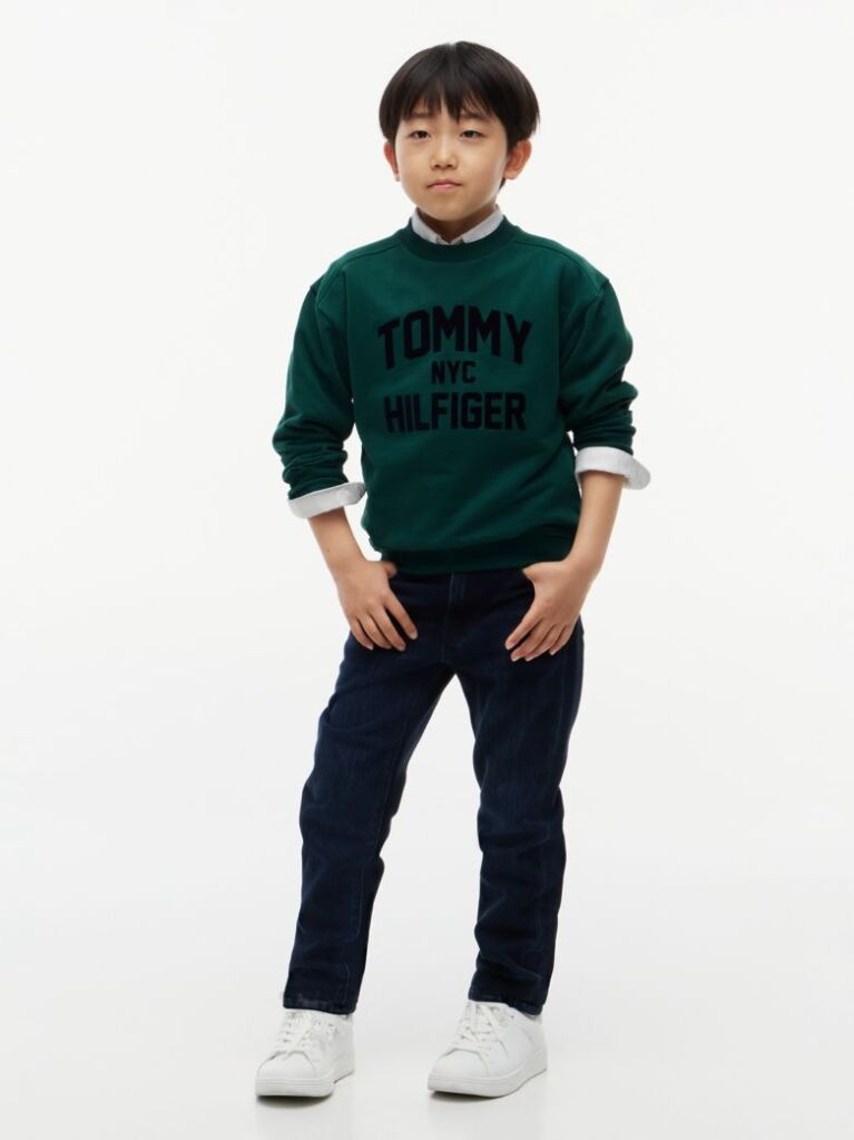 Green Logo Sueded Crew Neck Sweatshirt  Boys
