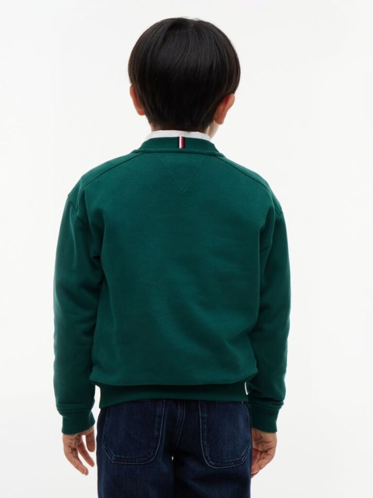 Green Logo Sueded Crew Neck Sweatshirt  Boys