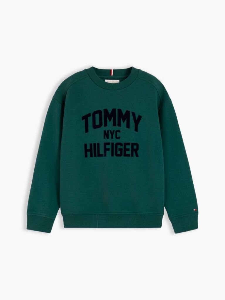 Green Logo Sueded Crew Neck Sweatshirt  Boys