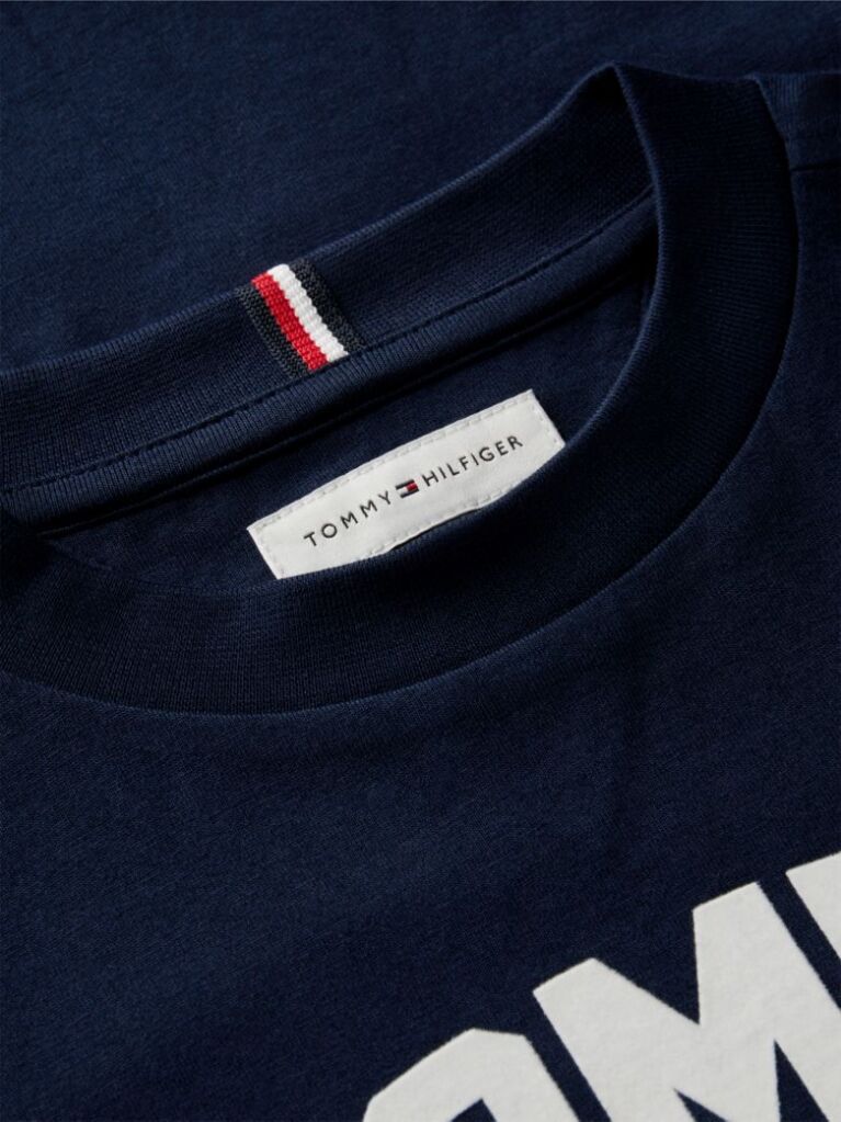 Blue T-Shirt Din Jerseu Cu Guler Rotund Si Logo  Baieti