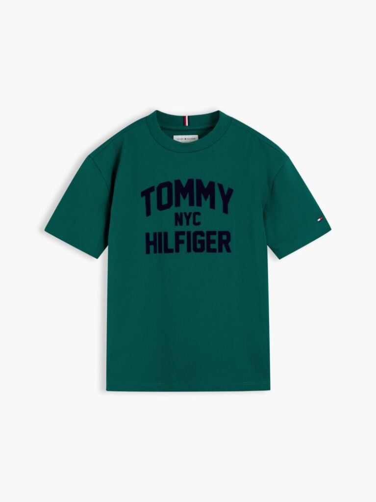 Verde T-Shirt Din Jerseu Cu Guler Rotund Si Logo  Baieti