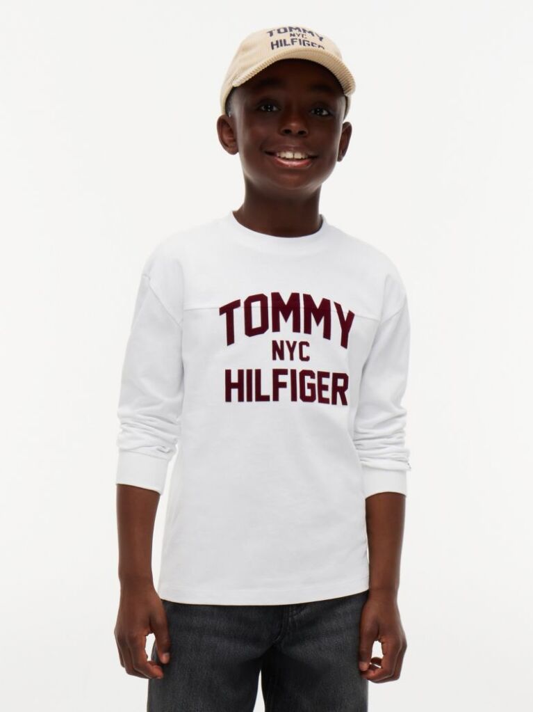 White Logo Long Sleeve T-Shirt  Boys