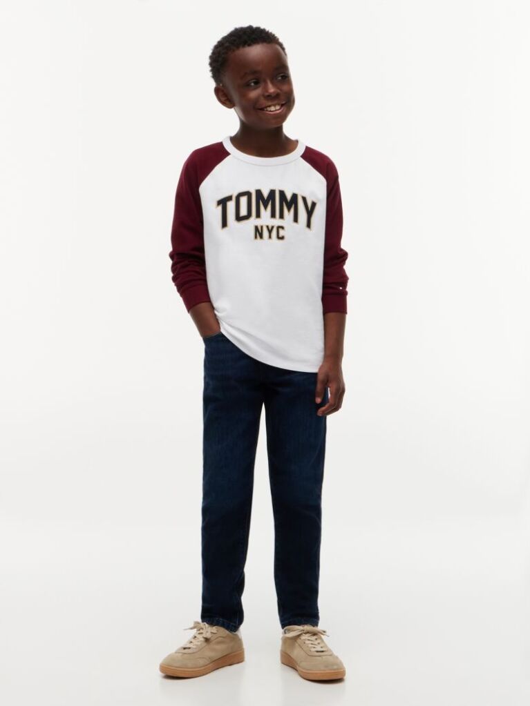 White Colour-Blocked Varsity Logo T-Shirt  Boys