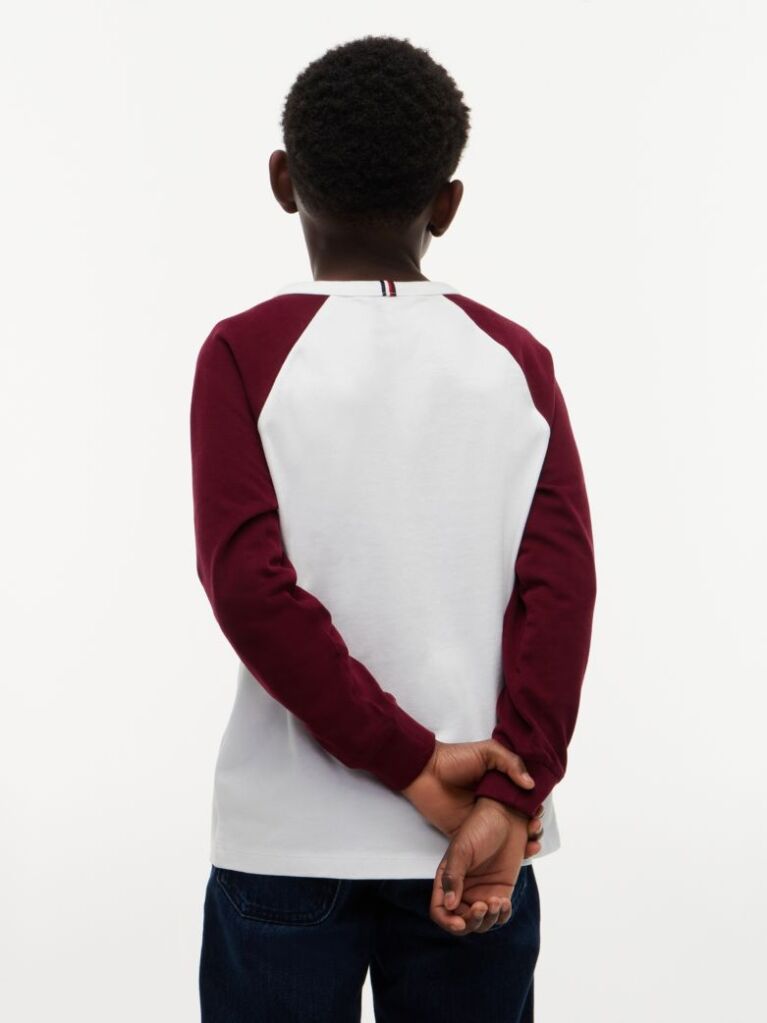 White Colour-Blocked Varsity Logo T-Shirt  Boys