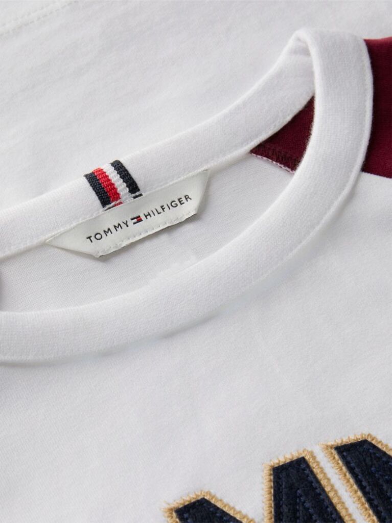 White Colour-Blocked Varsity Logo T-Shirt  Boys