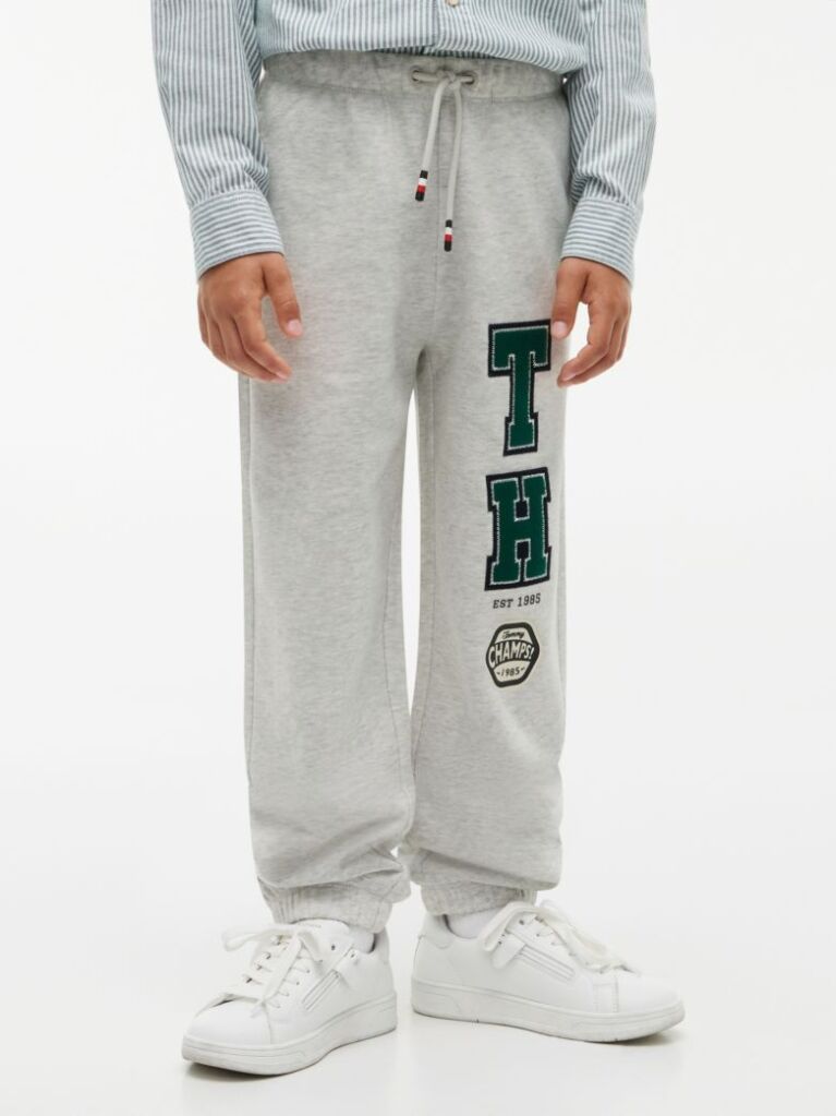 Gri Joggers Varsity Cu Logo Appliqué Si Cordon  Baieti