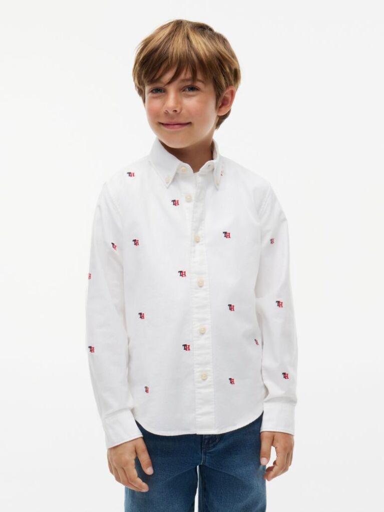 Alb Camasa Oxford Varsity Cu Croiala Regular  Baieti