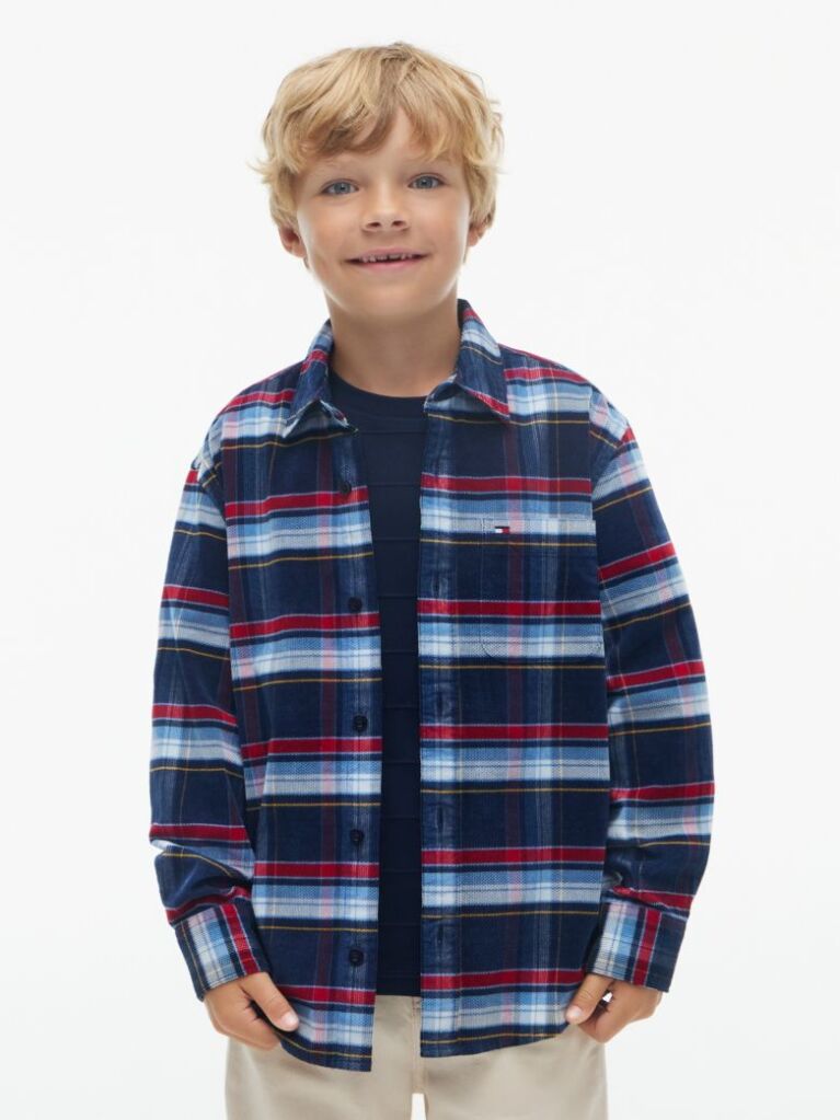 Multi Regular Fit Back Graphic Check Corduroy Shirt  Boys