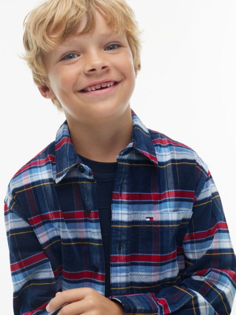 Multi Regular Fit Back Graphic Check Corduroy Shirt  Boys