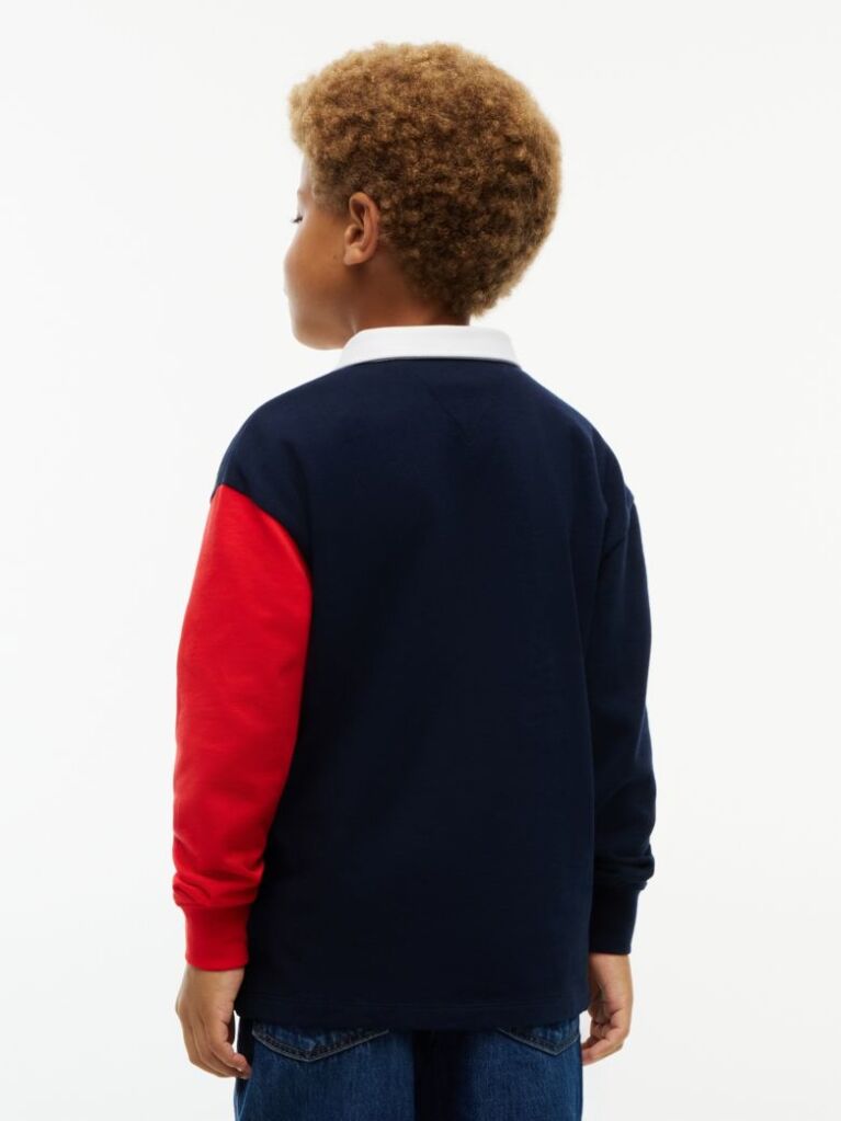 Multi Rugby Stripe Long Sleeve Polo Shirt  Boys