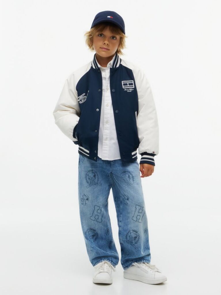Denim Blugi Peanuts® Uzati Cu Croiala Loose  Baieti