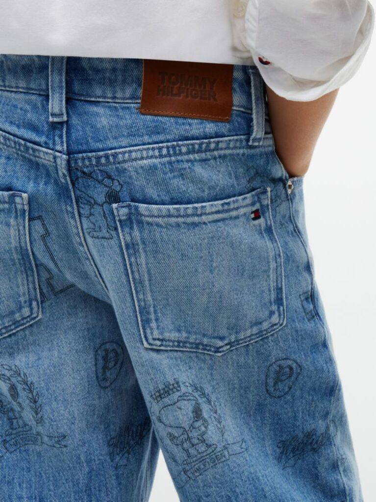 Denim Blugi Peanuts® Uzati Cu Croiala Loose  Baieti