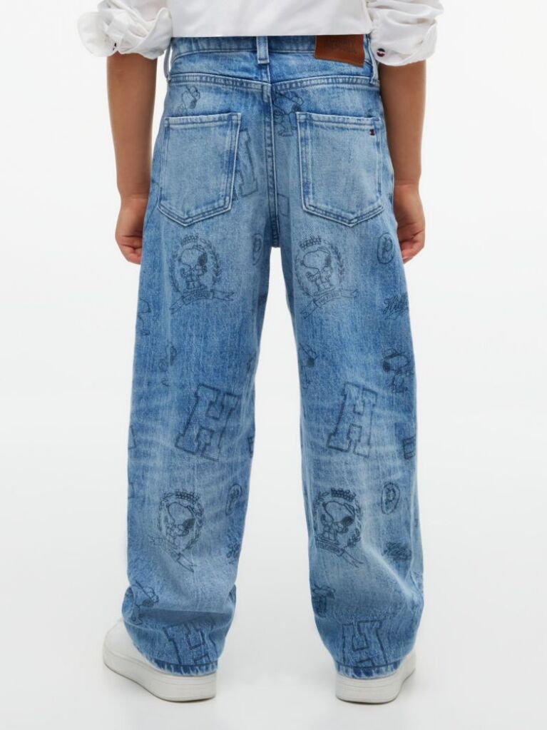 Denim Blugi Peanuts® Uzati Cu Croiala Loose  Baieti