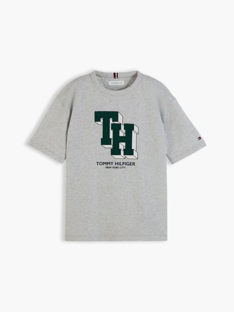 Gri T-Shirt Varsity Din Jerseu Cu Logo  Baieti