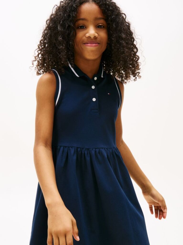 Blue Rochie Polo Esentiala Fara Maneci Fit And Flare  Fete
