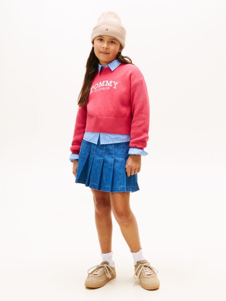Pink Logo Embroidery Relaxed Crew Neck Jumper  Girls