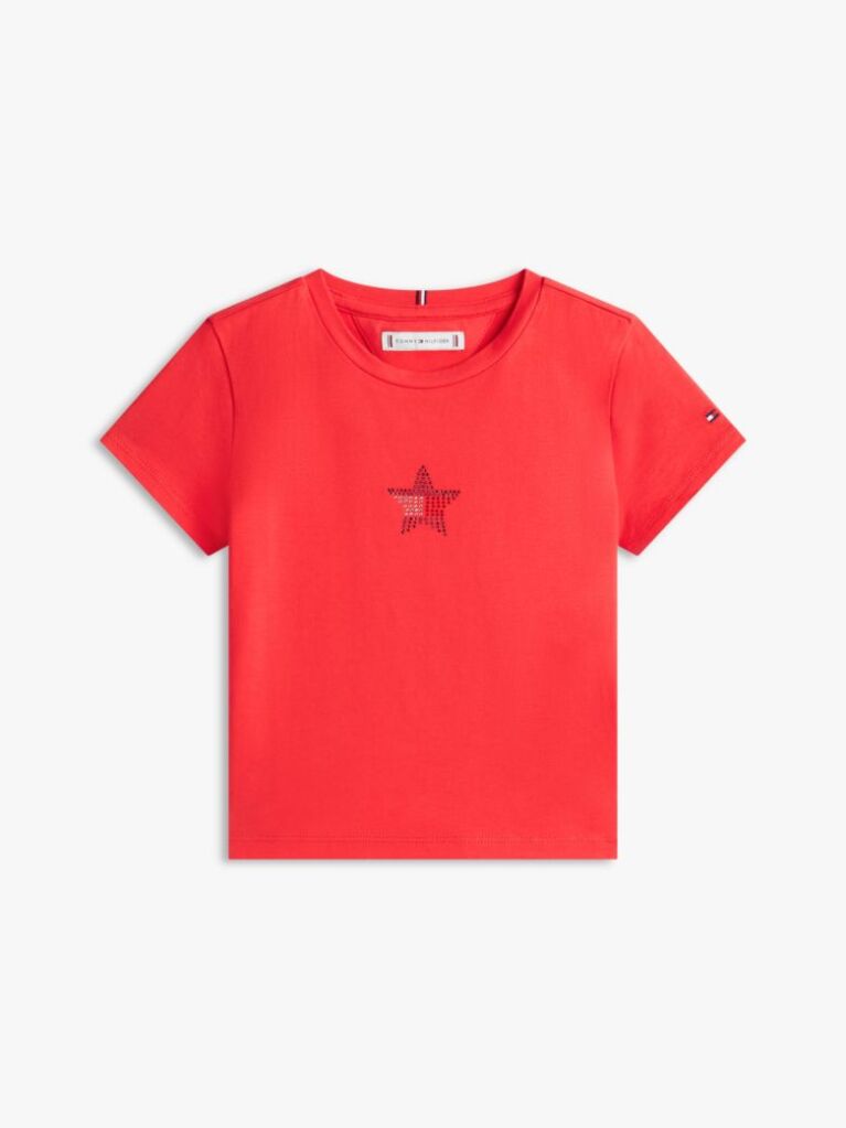 Red Extra Slim Star Flag T-Shirt  Girls