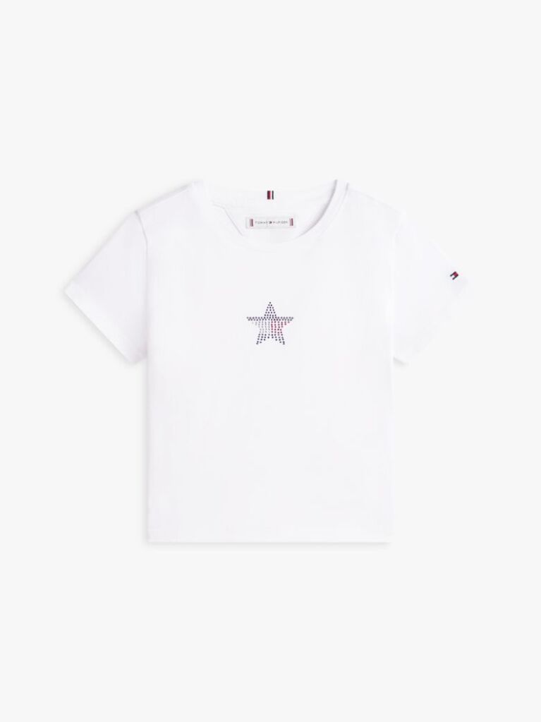 Alb Tricou Extra Slim Cu Steag In Forma De Stea  Fete